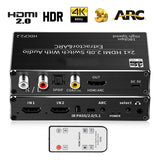 Mini 2x1 4K HDMI Switch Audio Extractor With ARC & Optical Toslink  & HDMI 2.0