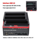 Dual Hard Disk Drive Docking Station Base for 2.5 Inch 3.5 Inch IDE/SATA USB 3.0 External Box Enclosure Case with Card Reader