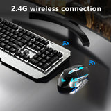 Wireless Gaming  Keyboard and mouse,  Metal Panel, LED Backlit,USB 2.4G Wireless,for Game and Office,for Computer Laptop PC, MAC - electronicshypermarket