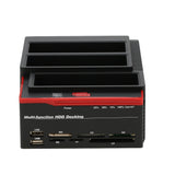 Dual Hard Disk Drive Docking Station Base for 2.5 Inch 3.5 Inch IDE/SATA USB 3.0 External Box Enclosure Case with Card Reader
