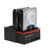 Dual Hard Disk Drive Docking Station Base for 2.5 Inch 3.5 Inch IDE/SATA USB 3.0 External Box Enclosure Case with Card Reader
