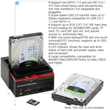 Dual Hard Disk Drive Docking Station Base for 2.5 Inch 3.5 Inch IDE/SATA USB 3.0 External Box Enclosure Case with Card Reader