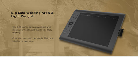 10.1" Graphics Drawing Tablet with USB Pen for creating Digital Art - electronicshypermarket
