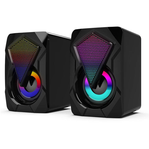 USB Speaker with Subwoofer/RGB Light, & 3.5mm Audio Cable