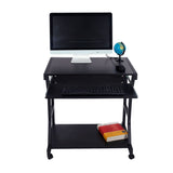 Four-wheel Computer Desk with Keyboard Tray