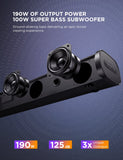 190W Sound Bar with Subwoofer, 125dB, 6 EQ Modes, LED Display Off, 5 Bass Modes  & Adjustable Surround Sound - electronicshypermarket