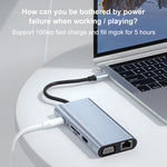 11 in 1  HUB Type C connection with USB 3.0,  Power PD 100W Fast Charging Adapter &  Multi Ports