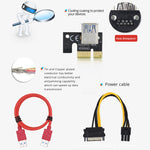 1/2/3/5pcs PCIE/PCI-E Riser Card  + PCI E X16 PCI Express 6Pin To SATA 1X 16X USB3.0 Extender - electronicshypermarket