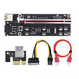 1/2/3/5pcs PCIE/PCI-E Riser Card  + PCI E X16 PCI Express 6Pin To SATA 1X 16X USB3.0 Extender - electronicshypermarket